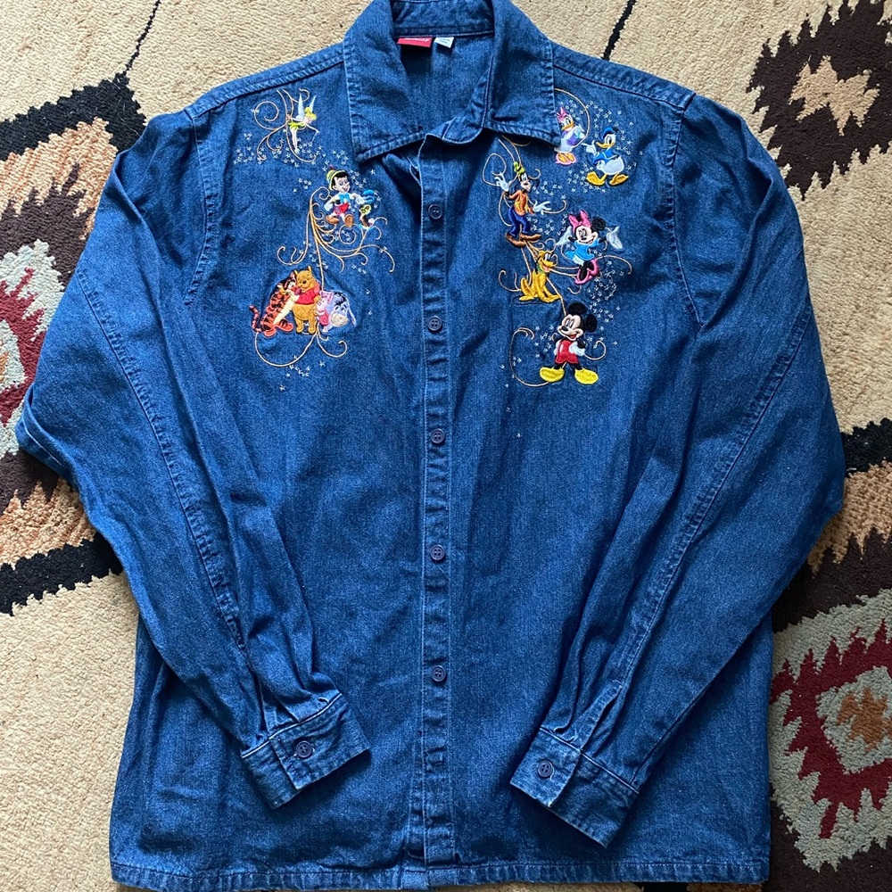 Vintage Authentic Disney Denim Embroidered Shirt